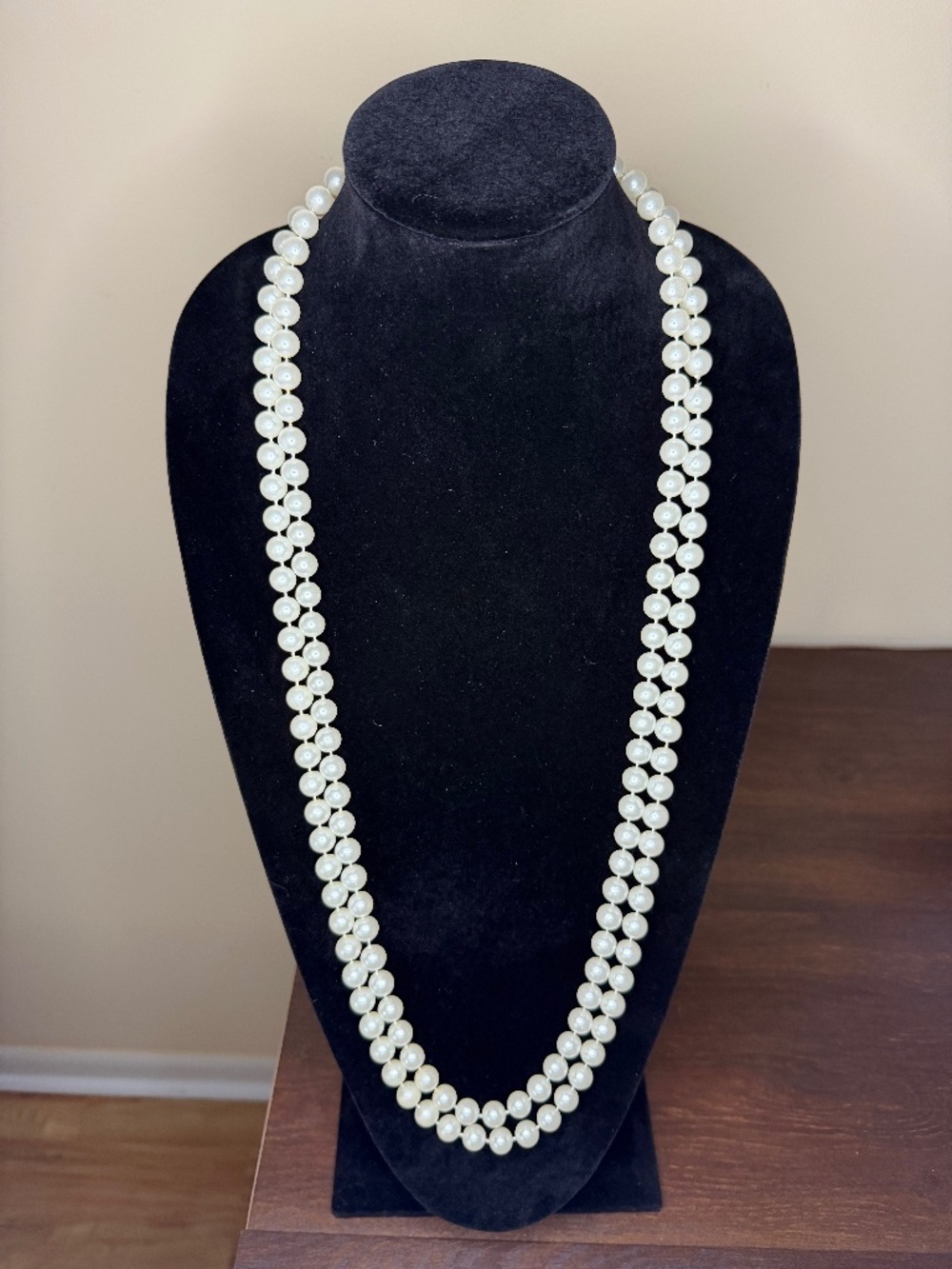 Vintage EXTRA LONG Faux Pearl Necklace 74"L